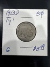 1913-D Type 1 Denver Mint Buffalo Nickel