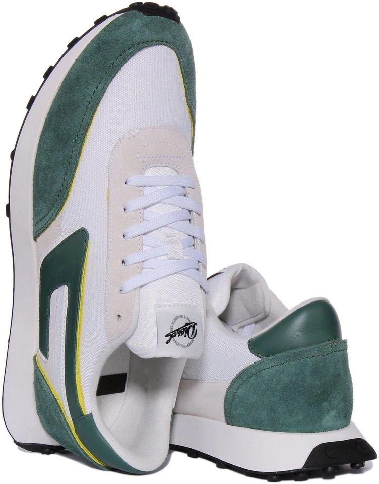 DIESEL S-RACER LC Acolchada Entresuela Zapatillas Blanco Verde Hombre Ru 7-12 - Imagen 4 de 4