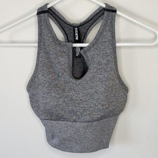 Victoria Secret PINK Sports Bra Womens M Gray Racerback Cropped Supportive Top