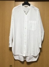 Womens Margaret Howell MARGARET HOWELL Band Collar Stripe Cotton Long Shirt 2