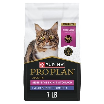 Dry Cat Food for Sensitive Skin and Stomach with Lamb and Rice Formula, 7 Pound