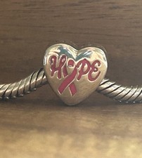 S925 Sterling Silver Breast Cancer Awareness Pink Ribbon Angel Dangle Charm