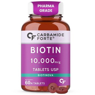 Carbamid Forte hochpotentes Biotin 60 Tabletten 10000mcg für das Haarwachstum