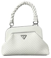 Bolso Bandolera Guess Hassle Frame Tejido Blanco Asa Retorcida -Leer
