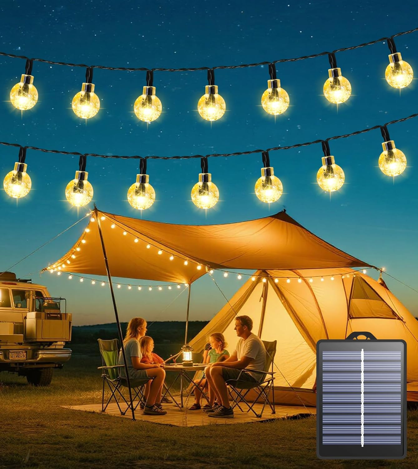 Solar Garden Lights Outdoor Waterproof, 10M 60LED Solar String Lights, Crystal B