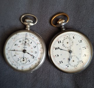 Montres Goussets LIP Chronographe Argent Silver Pocket Watch Taschenuhr Orologio