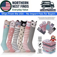 Charming Cotton Knee High Socks for Kids - 6 Pairs of Whimsical Animal Patterns