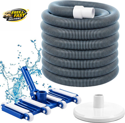 3 Pcs Pool Cleaning Kit 14'' Vacuum Head with Flexible Wheels, 1-1/2 X 18Ft Hoses