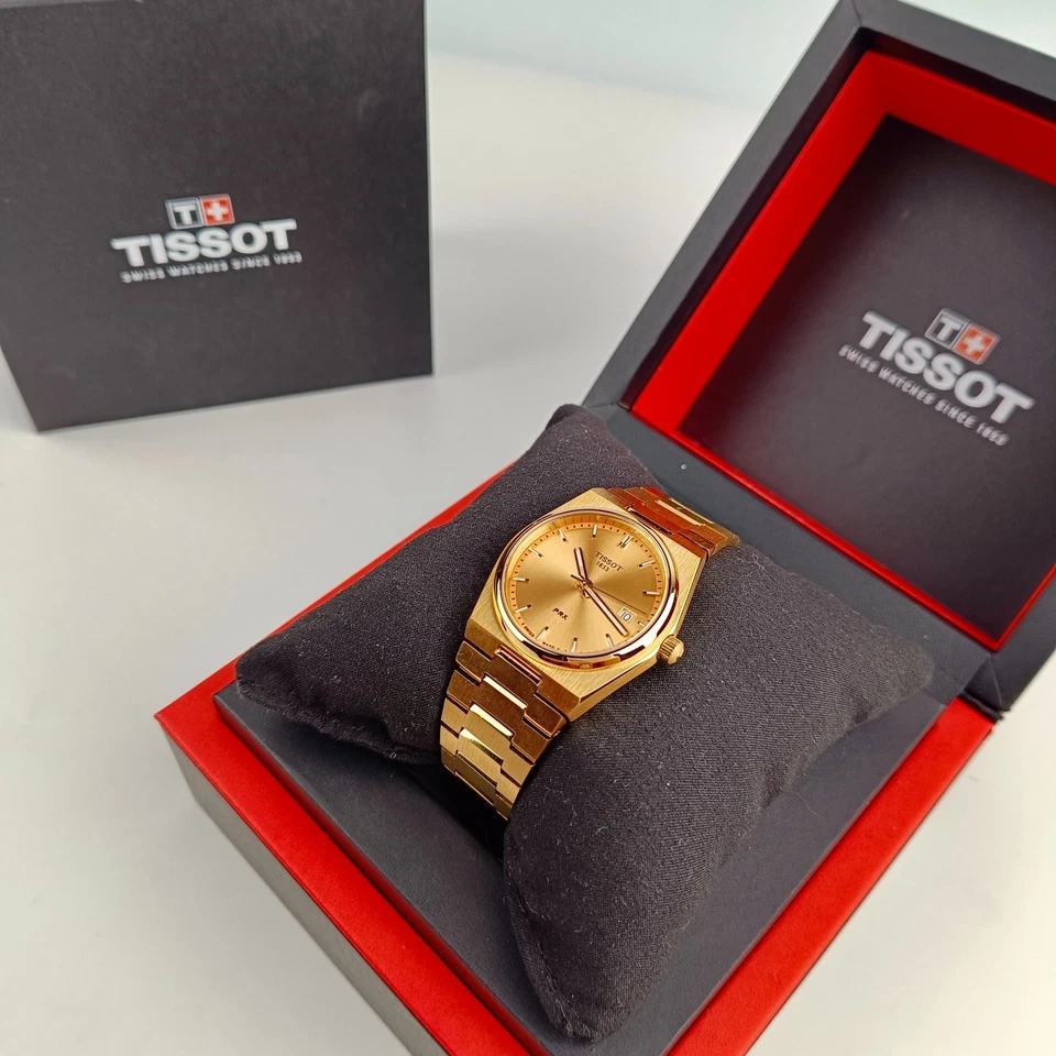Швейцарские кварцевые часы Tissot PRX 35 мм циферблат цвета шампанского нержавеющая сталь T1372103302100 - Изображение 2 из 4