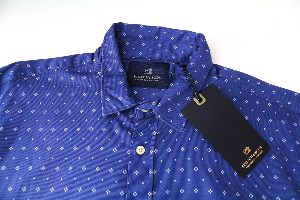 Camicia Uomo Scotch & Soda Blu A Quadri – Cotone, Manica Lunga, Taglia M – Nuova Con Etichette