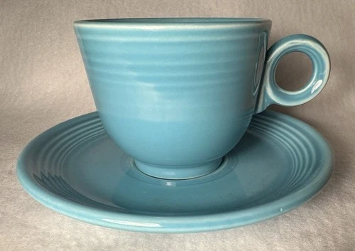 Genuine Fiesta HLC USA, Turquoise, Coffee or Tea Cup & Saucer O-Ring Fiestaware