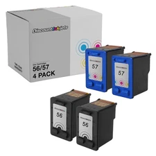 4 BLACK COLOR Ink Cartridge for HP 56/57 C6656AN C6657AN PSC 2175 2110 1350 1317