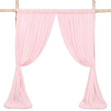 Sheer Curtain Drapes 10ftx8ft Pink Chiffon Fabric Backdrop for Wedding