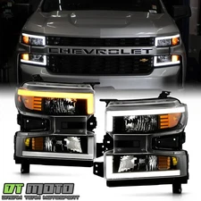 2019-2021 Silverado 1500 Halogen w/LED DRL SwitchBack Signal Black Headlights