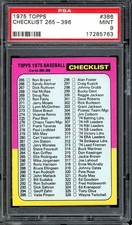 1975 Topps Baseball #386 Checklist 265-396 PSA 9