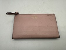 KATE SPADE NEW YORK ROSE PINK PEBBLED BIFOLD WALLET W/ OUTSIDE ZIPPER POCKETS