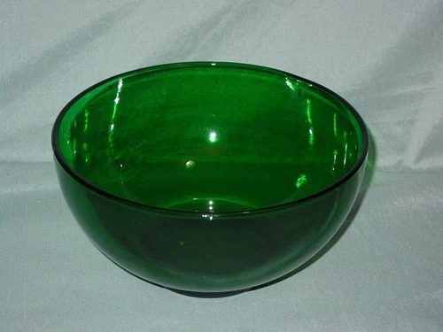 Vintage Anchor Hocking Forest Green Glass Punch Bowl