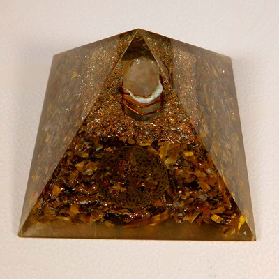 785.15Cts. Natürlich Tigerauge Orgonit Kristall Pyramide Reiki Heilung Edelstein