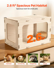Wooden Hamster Cage 24" Chewproof Habitat for Syrian Dwarf Hamsters Guinea Pigs
