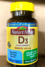 Nature Made Vitamin D3 5000IU 125 mcg , 240 Softgels, Extra Strength