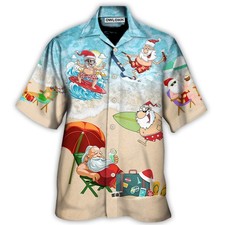 Christmas Santa Play On Beach 8211 Hawaiian Shirt 8211 Owl Ohh