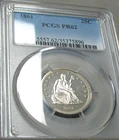 1861 PROOF Seated Liberty Quarter Silver ---- PR-62 PCGS Graded ---- #764C