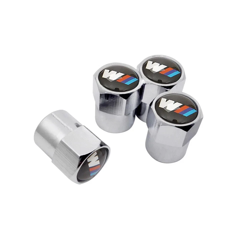 Compatible con BMW M 4 piezas Juego de tapas de vástago de válvula de neumático de aluminio anodizado plateado Foto 3 de 4