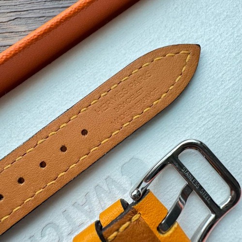 HERMES Apple Watch 41/40/38mm żółty skórzany pasek pojedyncza wycieczka z pudełkiem - Zdjęcie 3 z 9