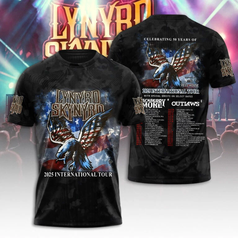 Lynyrd Skynyrd 3D Tour 2025 The Last Show Tour 2025 T-Shirt