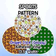 Sports / Baseball / Football Patterned Adhesive Vinyl 13.5" ROLL **FREE SHIPPING