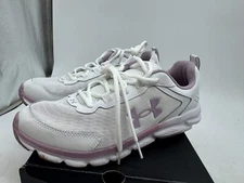 Under Armour Charged Assert 9 Athletic Sneakers Womens White Pink Low Top - 10