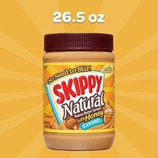 Skippy 26.5 oz NATURAL with HONEY Creamy Peanut Butter Spread  BB 12/2025  