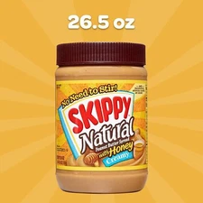 Skippy 26.5 oz NATURAL with HONEY Creamy Peanut Butter Spread ** BB 12/2025 **