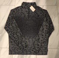 Peter Millar Men's Perth Performance Quarter Zip Sweatshirt Black Gray 135 New