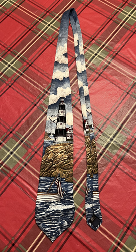 TANGO by MAX RAAB Men's Neck Tie Americana Series Harbor Light Circa 1927 SILK