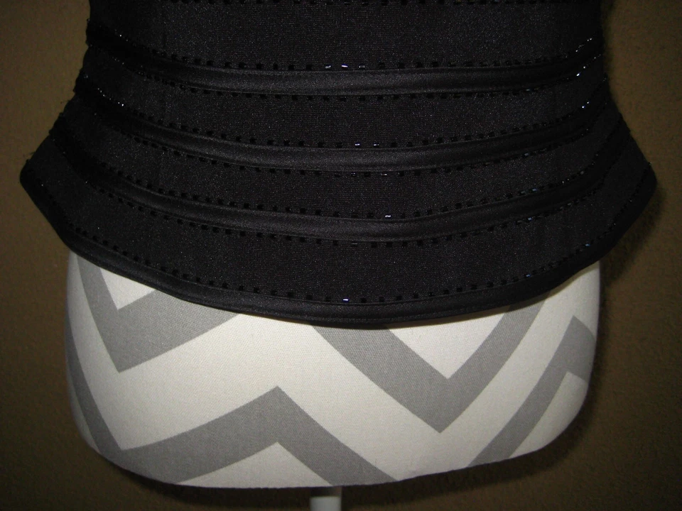 JS Collection black beaded stretch off shoulder banded crop evening top 10 - Image 4 of 4