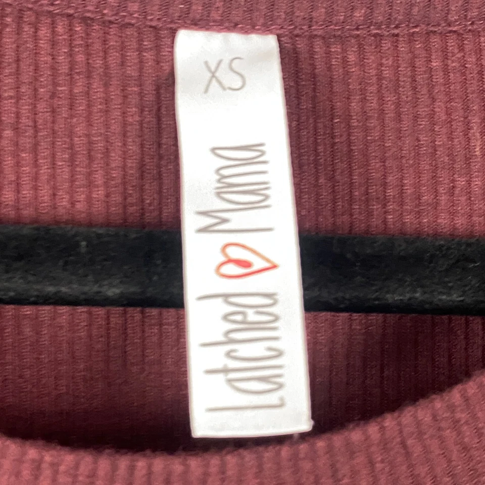 Latched Mama Asymmetric Long Sleeve Peekaboo Nursing Tunic Size XS Burgundy - Image 4 of 4