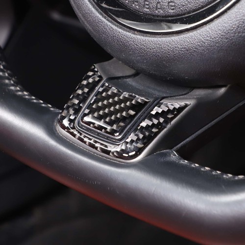 Carbon Fiber Interior Steering Wheel Sticker Trim Kit For Jaguar F-TYPE 2013-22 - Picture 6 of 10
