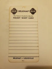BELKNAP Blue Grass Hardware Louisville Kentucky POCKET WANT CARD Blue Grass Tool