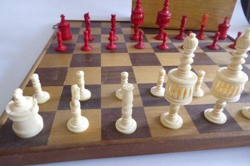 Antik Selenus Schachspiel*Um 1850*Sehr seltene Ausformung*Kein Brett*1 - Bild 3 von 12