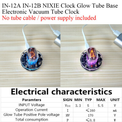 Assembled IN12A IN-12B NIXIE Clock Glow Tube Base Electronic Vacuum Tube Clock