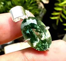 Certified 28.50 Ct Natural Green Sapphire Oval 925 Silver Pendant Loose Gemstone