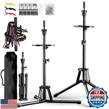 GSOW Wig Stand Tripod - Reinforced Metal Mannequin Head Stand with Tool Tray,
