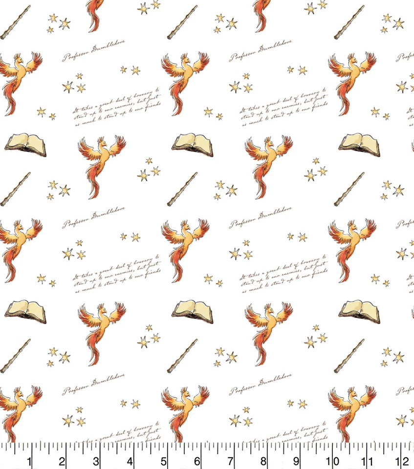 CAMELOT Harry Potter Dumbledore Fabric 112cm wide 100% Cotton White