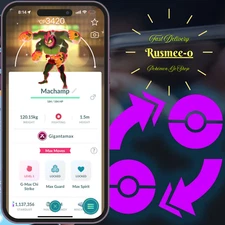 Pokemon Shiny Gigantamax Machamp Level 50 - Tra'de Registered or Mini P T C