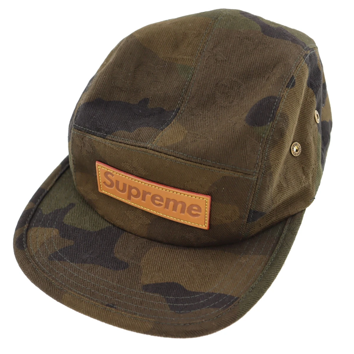 LOUIS VUITTON x Supreme LV Used Cap Camouflage Khaki Green Cotton France  #AH370