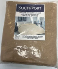 Southport Lightweight Beige Blanket Full 72" x 90" Free Shipping
