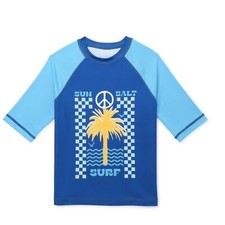 Wonder Nation Boy's Blue Short Sleeve Rash Guard Graphic Print Size XL 14-16 