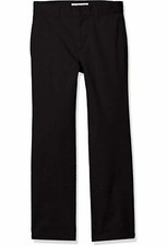 Essentials Big Boys' Straight Leg Flat Front Uniform Chino Pant, Black,14