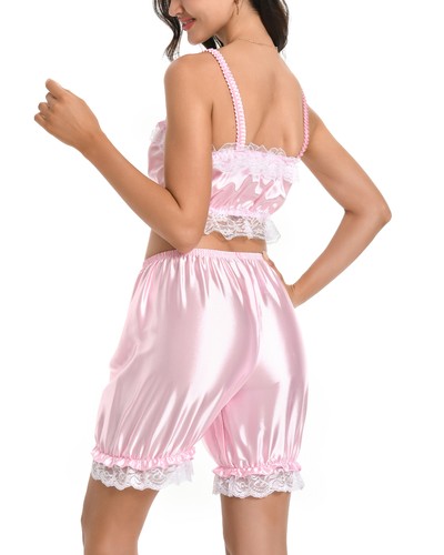 Frilly Lace Ruffled Sissy Lolita Shorts Silky Satin Pumpkin Pantaloon Bloomers - Picture 24 of 36